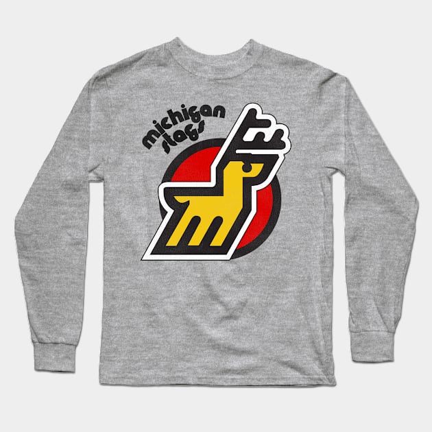 Defunct Michigan Stags Hockey Team Long Sleeve T-Shirt by Defunctland